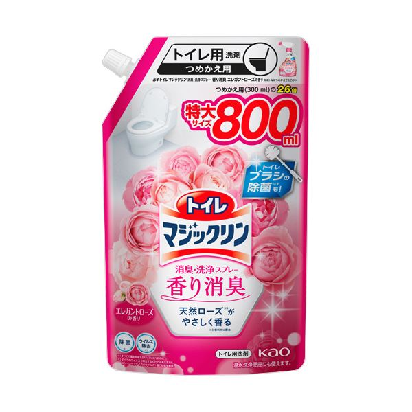 【尖んがり20倍】（まとめ） 名取り草トイレマジックリン 消臭・洗い濯ぎ吹きつける 芳ばしさ消臭 エレガントローズの芳ばしさ つめかえ用 特大 800mL 1容器に並べる 【×5書き割り】