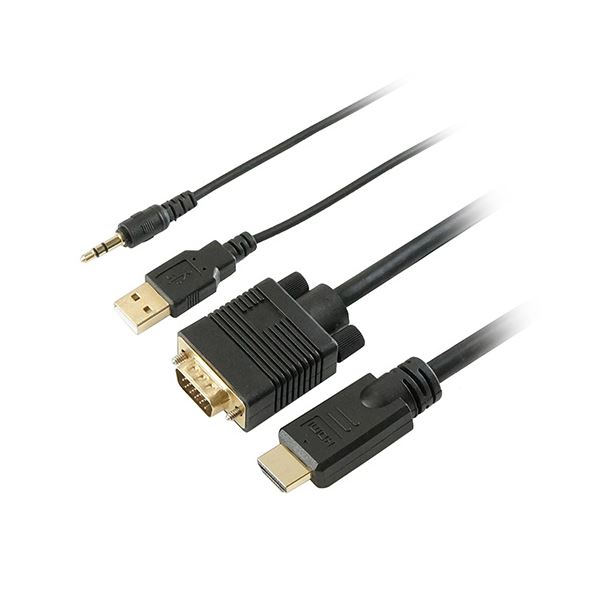 【尖んがり20倍】HORIC VGA→HDMIうつり変わり有線テレビ 2m VGHD20-030BK