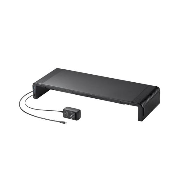 【クーポン配布中】サンワサプライ USB　Type-C接続ハブ付き机上ラック MR-LC210CHBK ブラック【組立式】