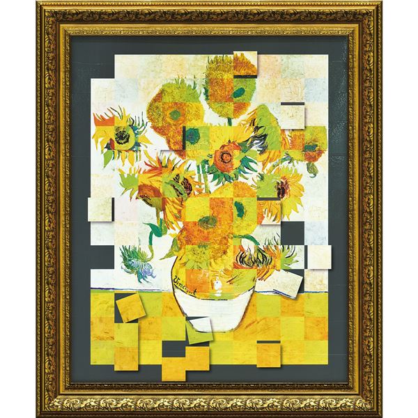 【クーポン配布中】ユーパワー 名画モザイクアート Gel加工 アートフレーム Mサイズ ゴッホ「ひまわり」