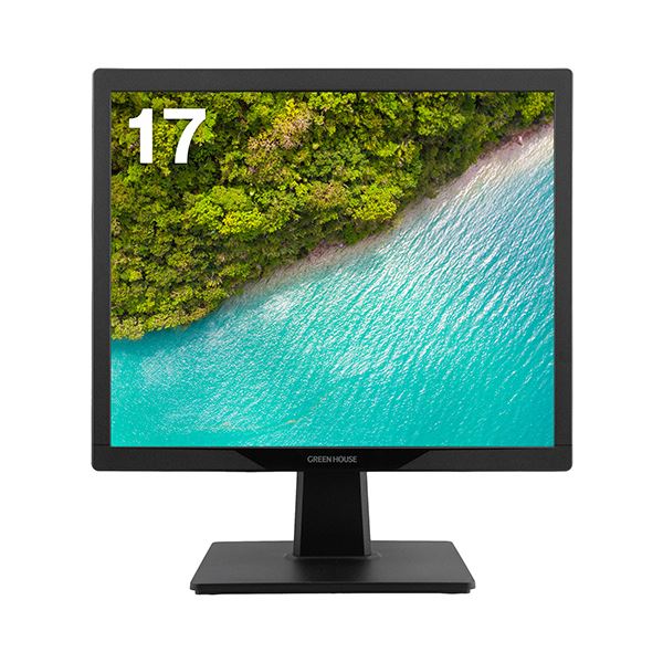 【マラソンでP最大49倍】グリーンハウス17型スクエア フルカラーLED液晶ディスプレイ ブラック GH-LCS17D-BK 1台