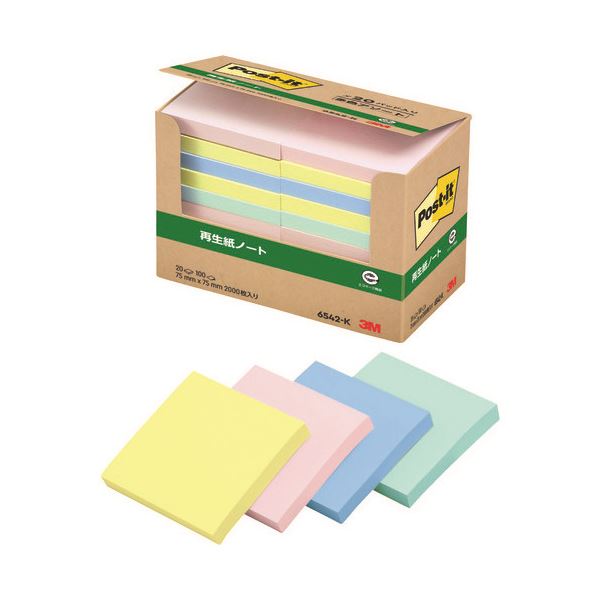 【ポイント20倍】スリーエム ジャパン Post-it 再生紙経費削減 6542-K 混色|インテリアの壱番館