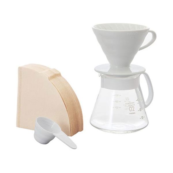 【ポイント20倍】HARIO V60セラミックドリッパー02セット ホワイト XVDD-3012W｜インテリアの壱番館