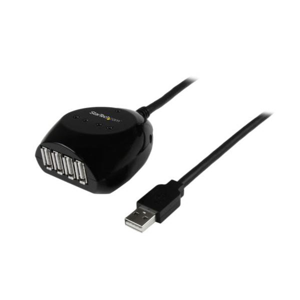 【尖んがり20倍】StarTech.com 4界面こしき付 USB2.0活動的取りひろげる有線テレビ 15m 黒いこと USB2EXT4P15M1本
