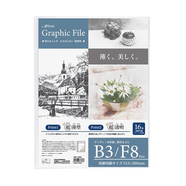 【ポイント20倍】(まとめ) ナカバヤシアーテム グラフィックファイル B3・F8 クリア CBCT-GB3C 1冊 【×3セット】|インテリアの壱番館