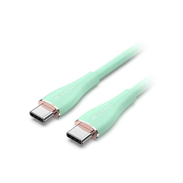 【マラソンでP最大49倍】VENTION 100W PD USB 2.0 C-Type to C-Type 急速充電ケーブル シリコンタイプ eMarke対応 1.5m ライトグリーン TA-8715
