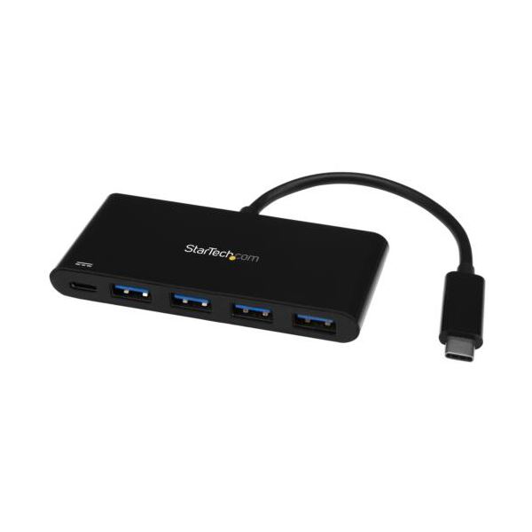 【尖んがり20倍】StarTech.com 4界面USB3.0こしき USB Type-C繋ぎ合わせる USB-A×4口USB給電（PowerDelivery）相応う 黒いこと HB30C4AFPD 1個