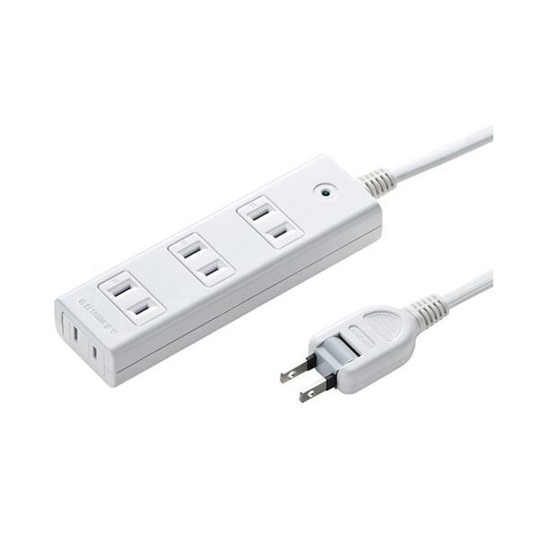 【尖んがり20倍】サンワサプライ雷かばい立て水道栓（ホコリ押しとどめるシャッター・磁石付） 2P・4個口 2m 白いこと TAP-SP2114MG-2WN 1個