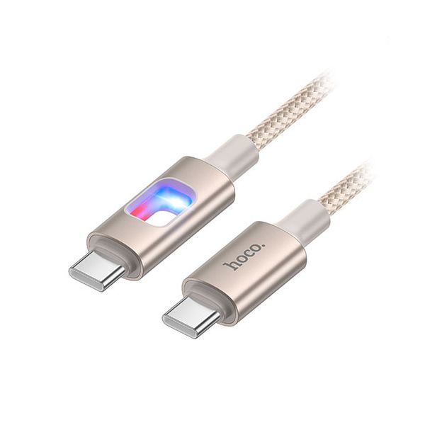 【5本セット】 hoco. U144 カラフルLED PD60Wケーブル RGBイルミネーション搭載 USB-C to USB-C ゴールド U144-CC-GDX5