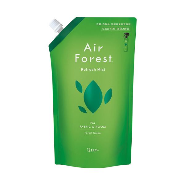 【尖んがり20倍】（まとめ） エステー AirForest Refresh Mist フォレストグリーンの芳ばしさ つめかえ用 540mL 1個 【×5仕掛ける】