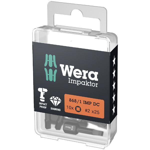 【尖んがり20倍】WERA ヴェラ 10本入 差込6.35粍 真四角差しひびきビット 真四角大きさ2 057631
