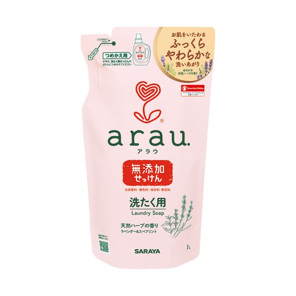 【尖んがり20倍】（まとめ） サラヤアラウ.洗たく用せっけん 詰替 1L 1容器に並べる 【×10書き割り】