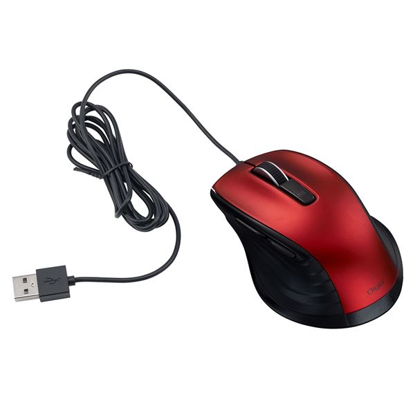 【マラソンでP最大49倍】Digio2 有線 静音マウス 5ボタン／BlueLED MUS-UKF227R レッド 8,400円