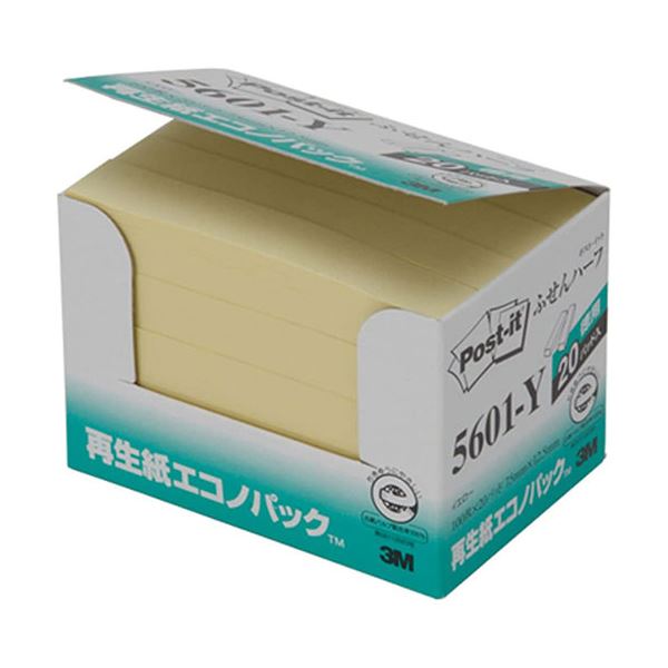 【クーポン配布中】【5個セット】 3M Post-it ポストイット 再生紙エコノパック ふせんハーフ 3M-5601-YX5