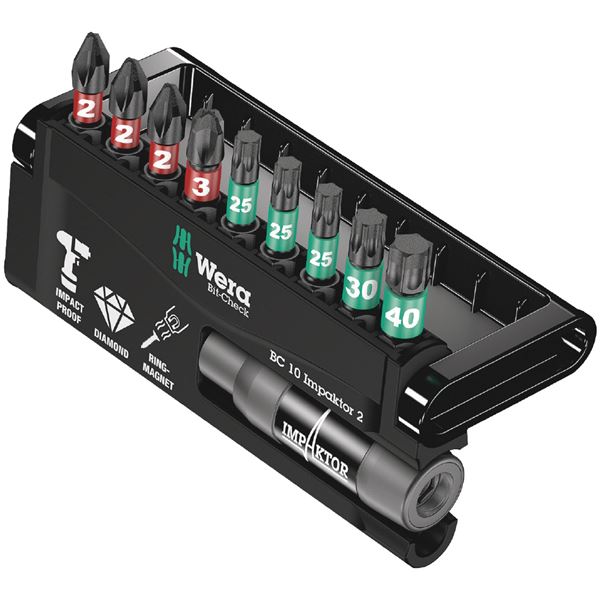 【尖んがり20倍】WERA ヴェラ 10本組 差込6.35粍 差しひびき用 つけ加える・トルクスドライバービットセット 保持者付 057682