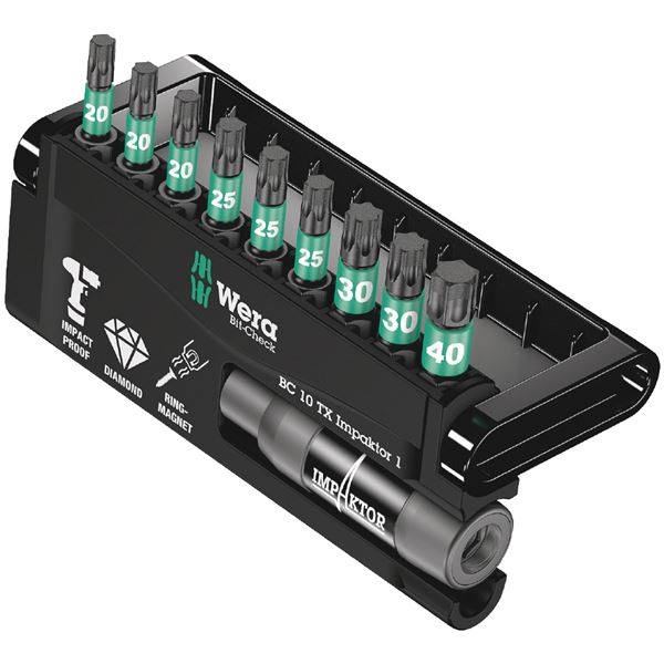 【尖んがり20倍】WERA ヴェラ 10点組 差込6.35粍 差しひびき用 ビット照合のしるし トルクスビットセット 057688