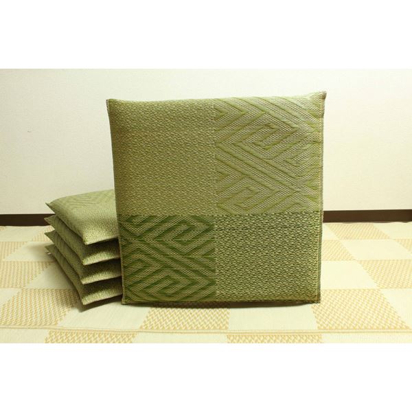 【百貨店SALEでP最大限度47倍】い草 座蒲団 【織込チドリ 5枚組 緑であること 約55×55cm×5P】 抗菌 防臭 調湿 日本製 五風 〔リビング 御客さん 和室〕【代引不可】