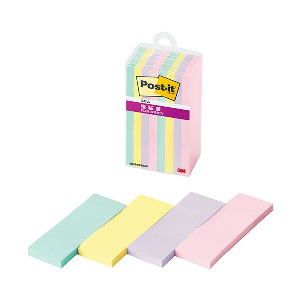 【ポイント20倍】3Mポスト・イット 強粘着ふせん マルチカラー5 75&times;25mm 4色 500SS-MC-5N1セット（80冊：8冊&times;10パック）｜インテリアの壱番館