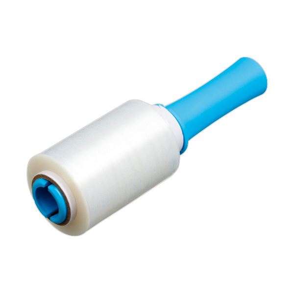 【尖んがり20倍】（まとめ） クラフトマンミニストレッチフィルム ハンデ付 青 0.012mm×100mm×200m CF-MSF-H 1巻 【×10仕掛ける】