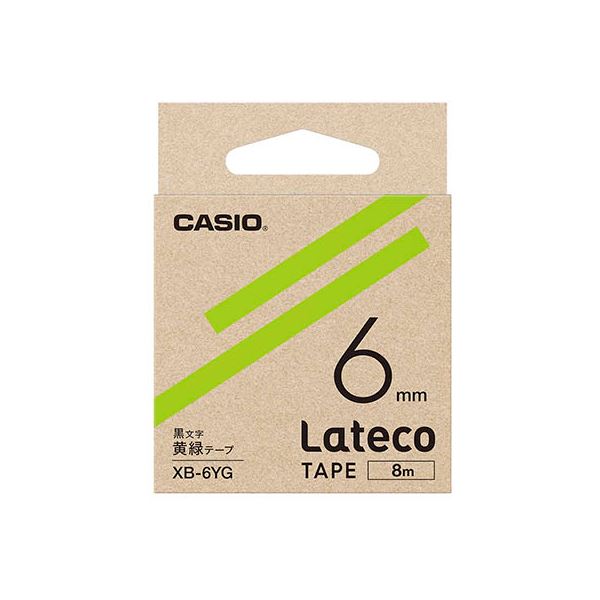 【尖んがり20倍】【5個仕掛ける】 カシオ計算機 Lateco 詰め替え用磁気テープ 6粍 黄緑磁気テープ 黒文字 XB-6YGX5