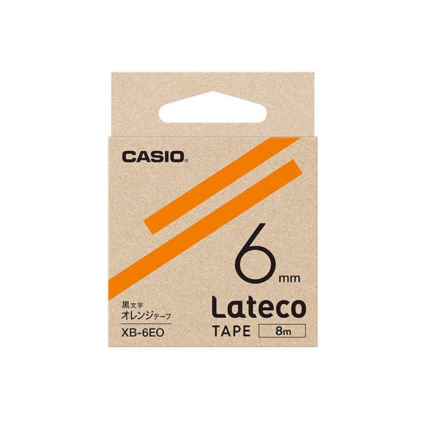 【尖んがり20倍】【5個仕掛ける】 カシオ計算機 Lateco 詰め替え用磁気テープ 6粍 オレンジ色磁気テープ黒文字 XB-6EOX5