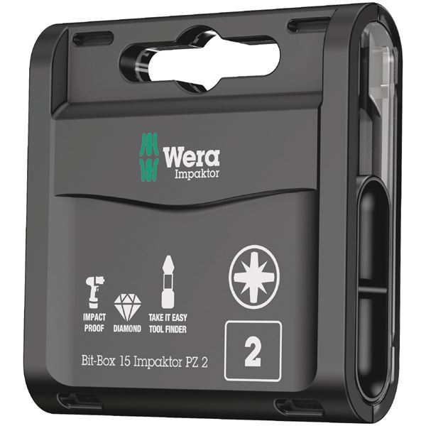 【尖んがり20倍】WERA ヴェラ 15本組 差込6.35粍 ポジドライブビットセット ビット大きさPZ2 全長25粍 057763