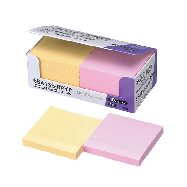 【ポイント20倍】3M Post-it ポストイット エコノパック強粘着ノート パステルカラーY／P 3M-6541SS-RPYP