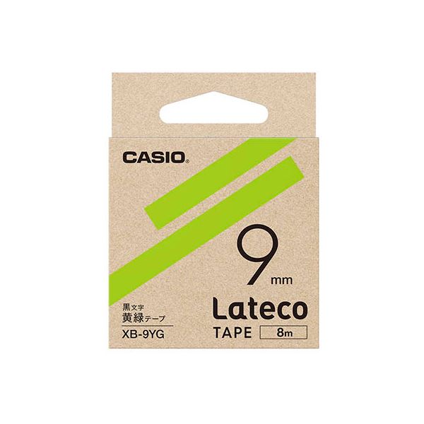 【尖んがり20倍】【5個仕掛ける】 カシオ計算機 Lateco 詰め替え用磁気テープ 9粍 黄緑磁気テープ 黒文字 XB-9YGX5