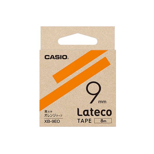 【尖んがり20倍】【5個仕掛ける】 カシオ計算機 Lateco 詰め替え用磁気テープ 9粍 オレンジ色磁気テープ黒文字 XB-9EOX5