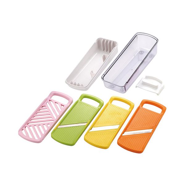 【6点×5仕掛ける】 ベジスラ ヨコ置き膳立て器(千切り・ツマ切り・剥き身・おろし・安全性のある保持者・納める入れもの) YVS-203X5