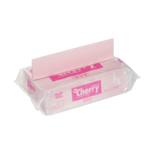 【尖んがり20倍】（まとめ） 新橋製紙ペーパータオル ニュー桜んぼう 桜 レギュラー 200枚 CH2030S 1容器に並べる 【×10書き割り】