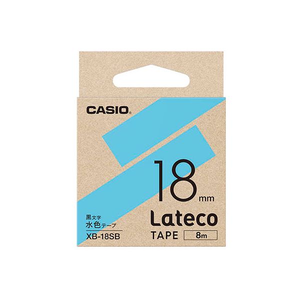 【5個セット】 カシオ計算機 Lateco 詰め替え用テープ 18mm 水色テープ 黒文字 XB-18SBX5