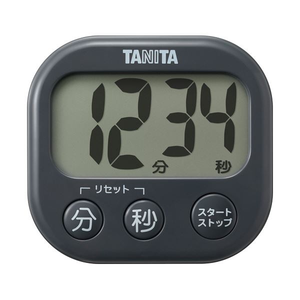 【尖んがり20倍】（まとめ） タニタ抗菌でか見せかけタイマー 暗然たる薄墨色 TD-429-GY 1個 【×2書き割り】