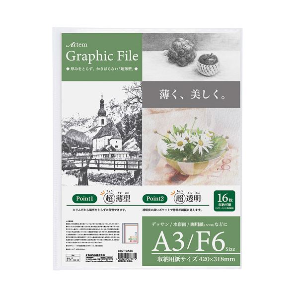 【クーポン配布中】（まとめ） ナカバヤシアーテム グラフィックファイル A3・F6 クリア CBCT-GA3C 1冊 【×5セット】