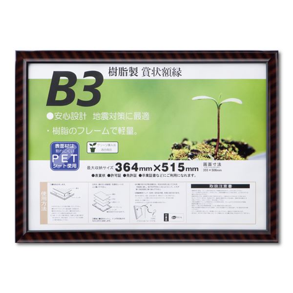【ポイント20倍】樹脂製 賞状額 金ラック R SP B3 収納寸法：364×515mm 賞状 額 表彰状 卒業証書 免許書 許可証 額縁 フレーム