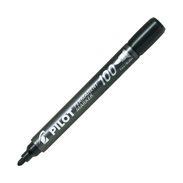 （まとめ） パイロット 油性マーカーパーマネントマーカー100 中字・丸芯 黒 MPM-10F-B 1セット（10本） 【×10セット】