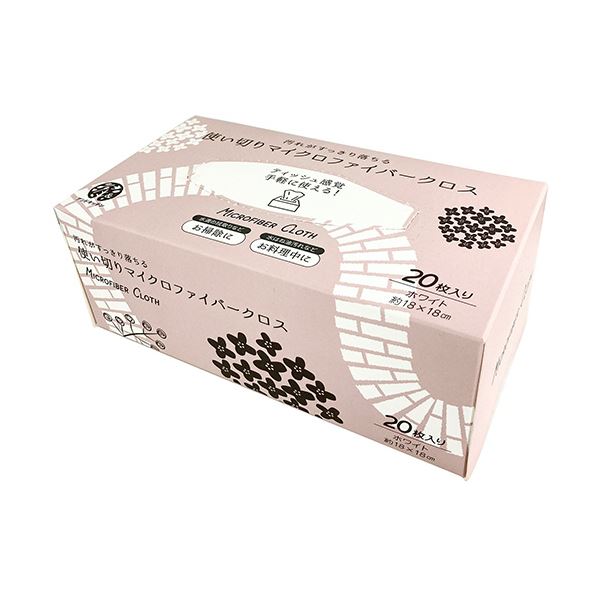 (まとめ）伊藤忠リーテイルリンク使い切りマイクロファイバークロス 18×18cm ホワイト 1パック（20枚）【×10セット】 6,319円