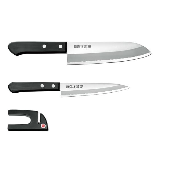 【マラソンでP最大49倍】燕熟の技 三徳包丁165mm＆ペティナイフ135mm＆ミニ砥ぎ器 EJH-400