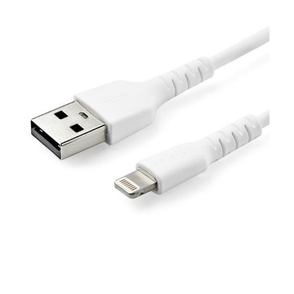 【尖んがり20倍】StarTech.com 高耐久性ライトニングケーブル 1m 白いこと Apple MFi公証 Lightning - USB有線テレビRUSBLTMM1M 1本