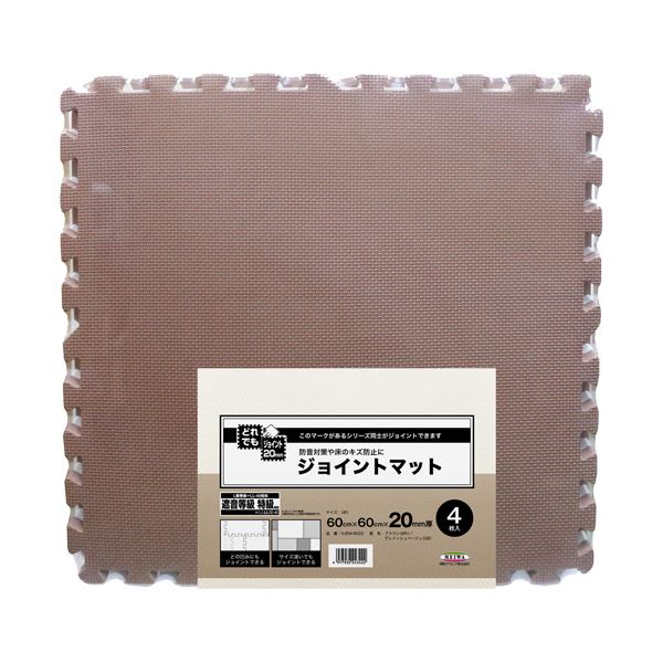 【クーポン配布中】明和グラビア 極厚ジョイントマット600×600mm 20mm厚 ブラウン/グレイッシュベージュ VJEM-6020（BR/GB）1パック（4枚）
