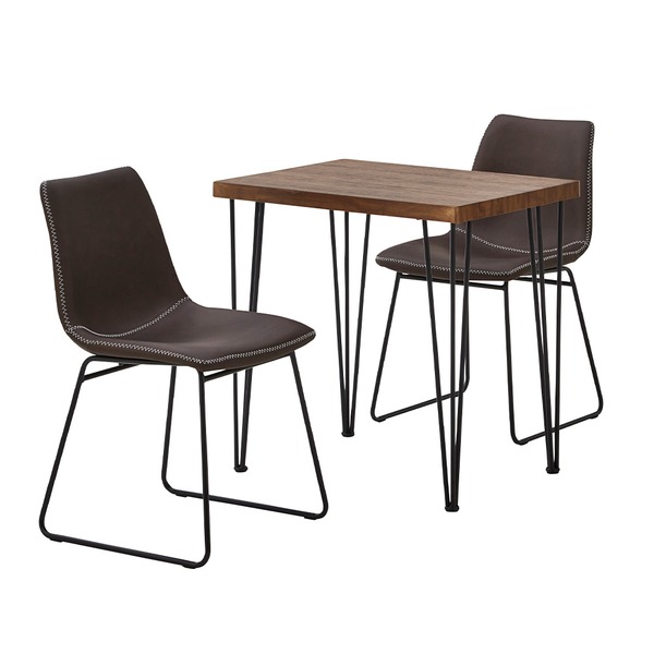 【ポイント20倍】チェア&テーブル 3点セット テーブル幅約75cm:ウォールナット スクエアチェア2脚:ダークブラウン 組立品 リビング【代引不可】|インテリアの壱番館