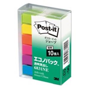 【ポイント20倍】（まとめ）スリーエム 3M ポストイット 6831NE 透明見出し 混色 10冊【×2セット】