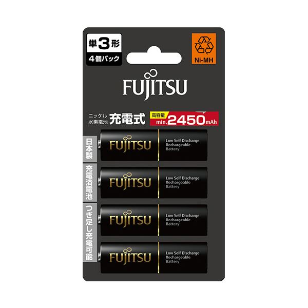 （まとめ） FDK 富士通ニッケル水素電池 高容量タイプ 単3形 HR-3UTHC（4B） 1パック（4本） 【×3セット】