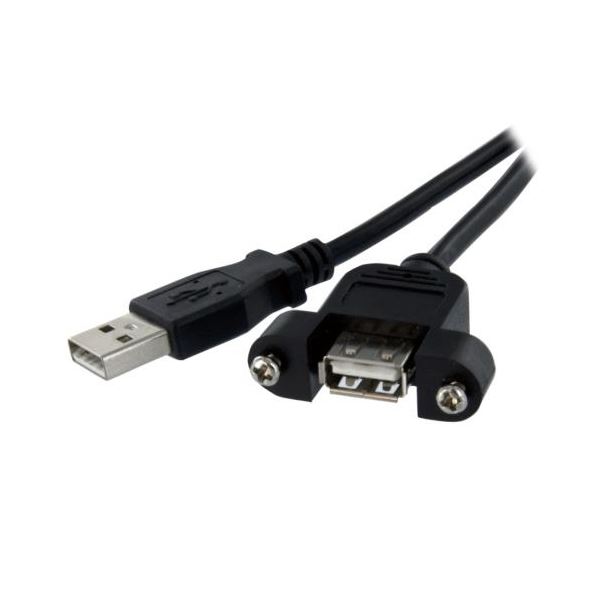 【ポイント20倍】(まとめ) StarTech.com USB2.0パネルマウント型ケーブル 61cm パネルマウント用USB Aポート(メス)-USBAポート(オス) ブラック USBPNLAFAM2 1本 【×3セット】