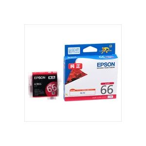 【ポイント20倍】(業務用4セット) EPSON エプソン インクカートリッジ 純正 【ICR66】 レッド(赤)
