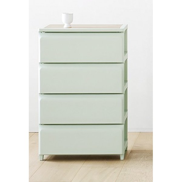 チェスト 収納家具 〔L4段 セージグリーン〕 タンス 工具不要 簡単組み立て ROOM＆HOME デイリー 組立式 引き出し