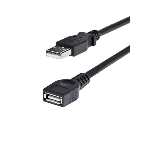 （まとめ） StarTech.com USB2.0延長ケーブル 1.8m A（オス）-A（メス） ブラック USBEXTAA6BK 1本 【×5セット】