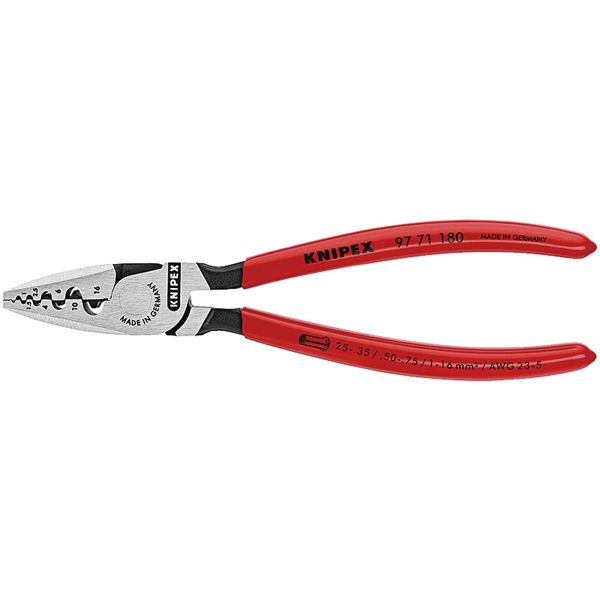 【マラソンでP最大49倍】KNIPEX クニペックス エンドスリーブ用圧着ペンチ プラスチックコーティング 全長180mm 9771-180 工具 ツール DIY 作業工具