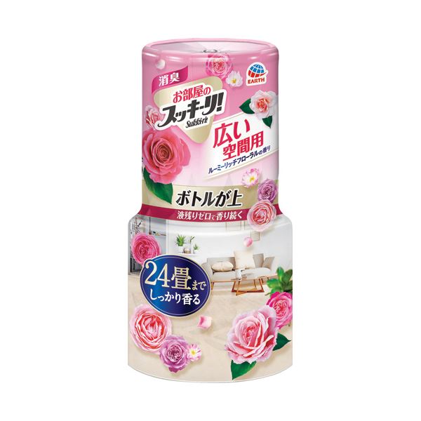 【ポイント20倍】（まとめ） アース製薬お部屋のスッキーリ！ 広い空間用 ルーミーリッチフローラルの香り 400mL 1個 【×5セット】