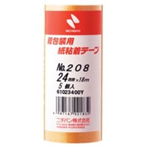 【ポイント20倍】（まとめ）ニチバン 紙粘着テープ 208-24 24mm×18m 5巻 【×5セット】